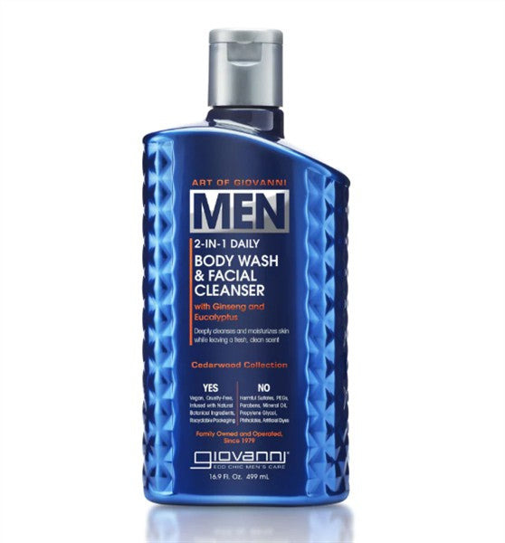 Giovanni Men's 2-In-1 Body Wash & Facial With Ginseng & Eucalyptus, 499Ml