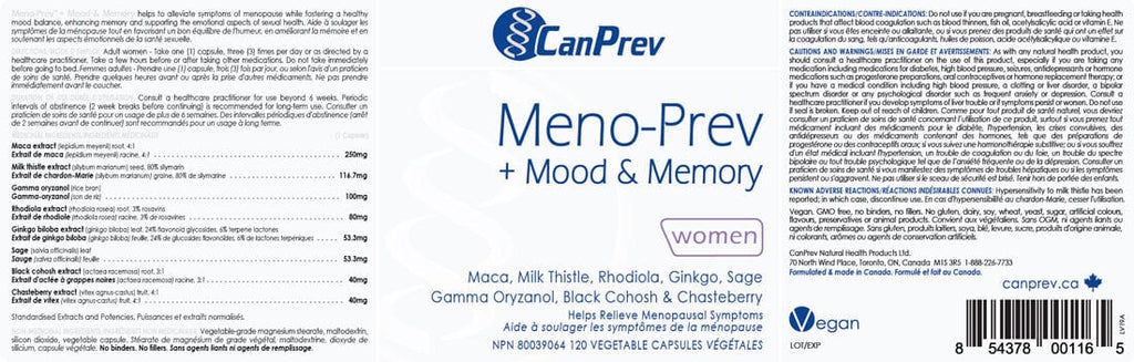 CanPrev Meno-Prev + Mood & Memory - 120 Capsules - Packaging