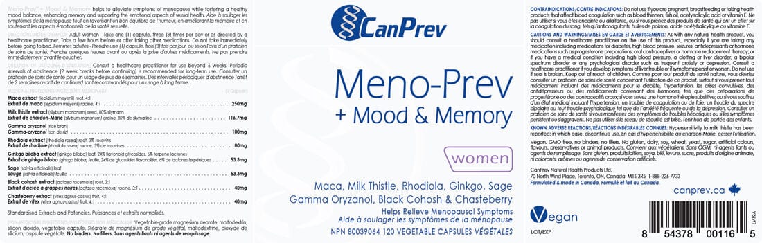 CanPrev Meno-Prev + Mood & Memory - 120 Capsules - Packaging