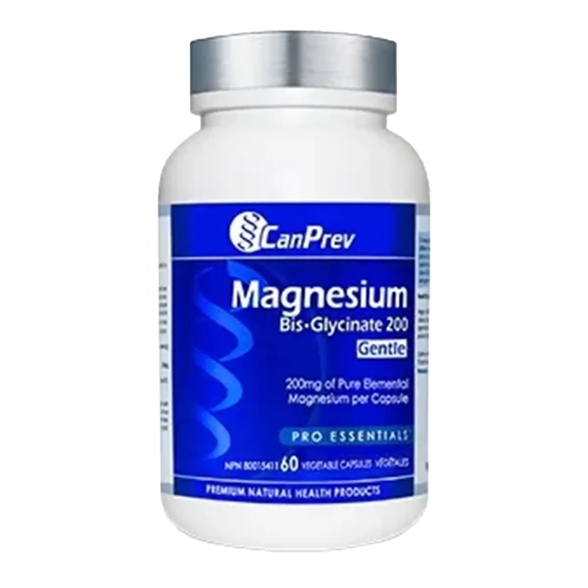 CanPrev Magnesium Bis-Glycinate 200 Gentle - 60 Capsules. Highly absorbable magnesium supplement.