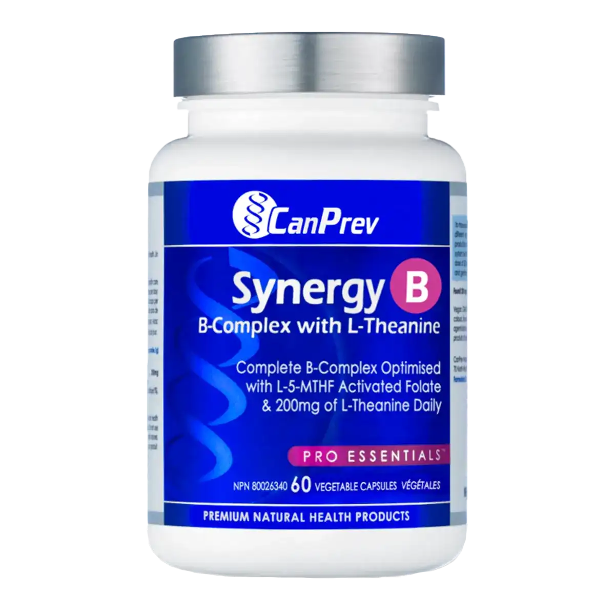 CanPrev Synergy B Complex 60 Veggie Caps - Front view of B vitamin supplement