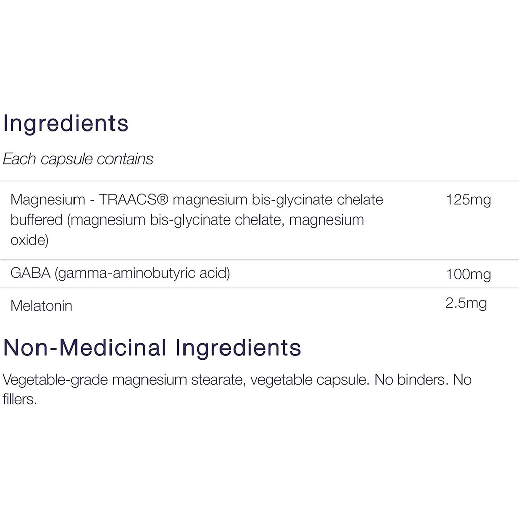 CanPrev Magnesium GABA Melatonin 120 Veggie Caps - Nutrition Facts Label