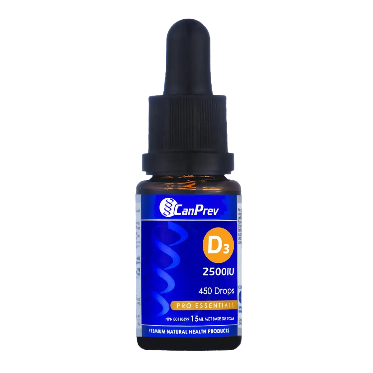 CanPrev D3 Drops 2500IU 15ml - Vitamin D3 liquid supplement box