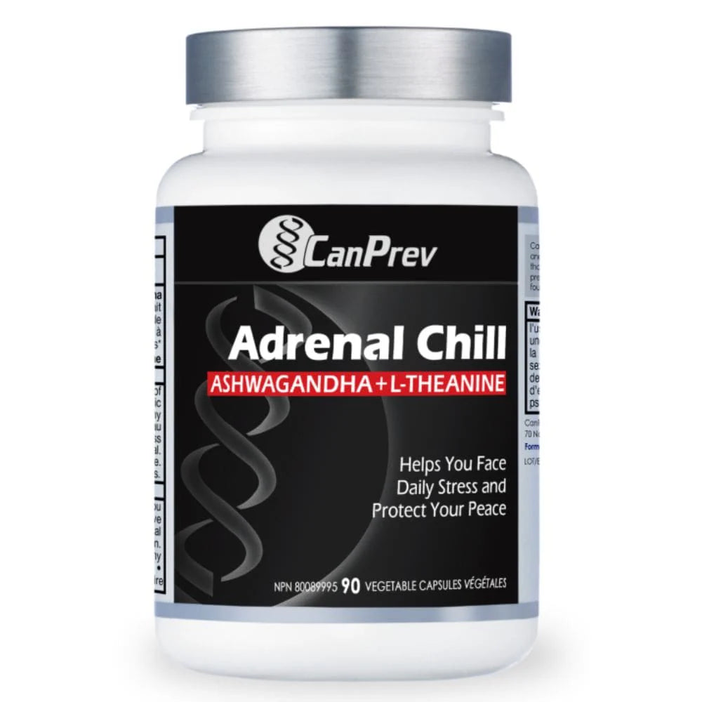CanPrev Adrenal Chill Men 90 Veggie Caps - Front view of the supplement bottle