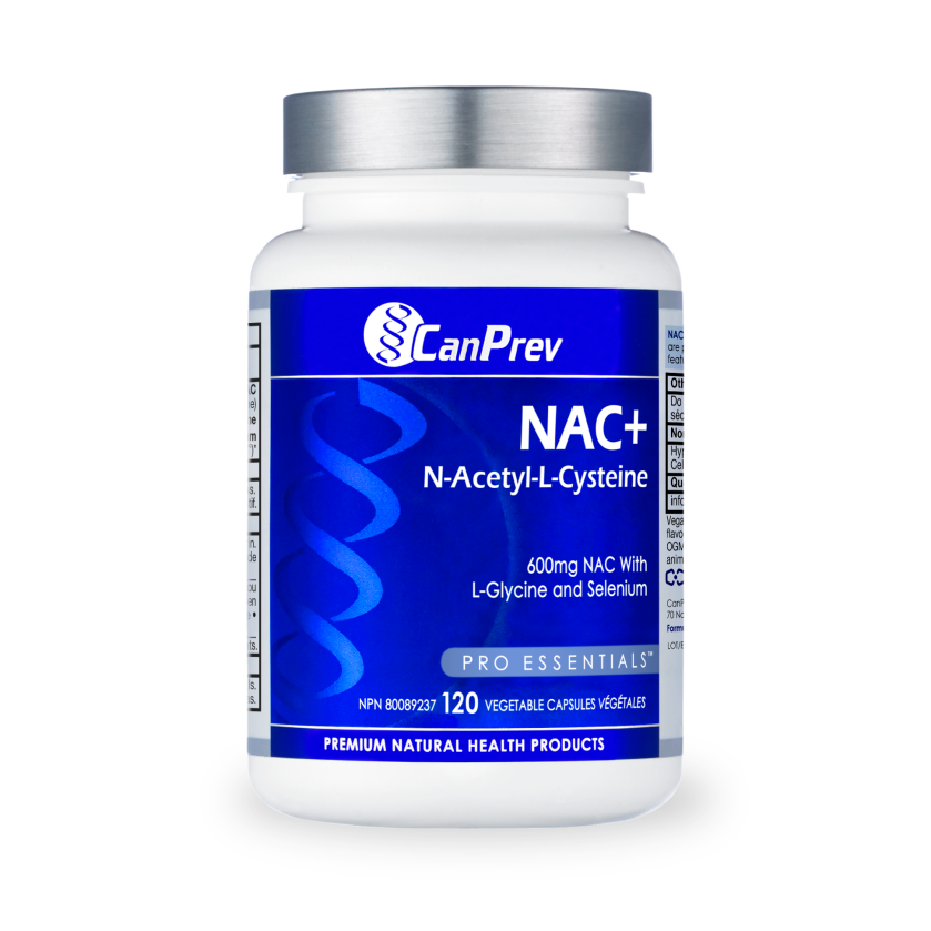 CanPrev NAC N-Acetyl-L-Cysteine 120 Capsules - Front view of the supplement bottle.