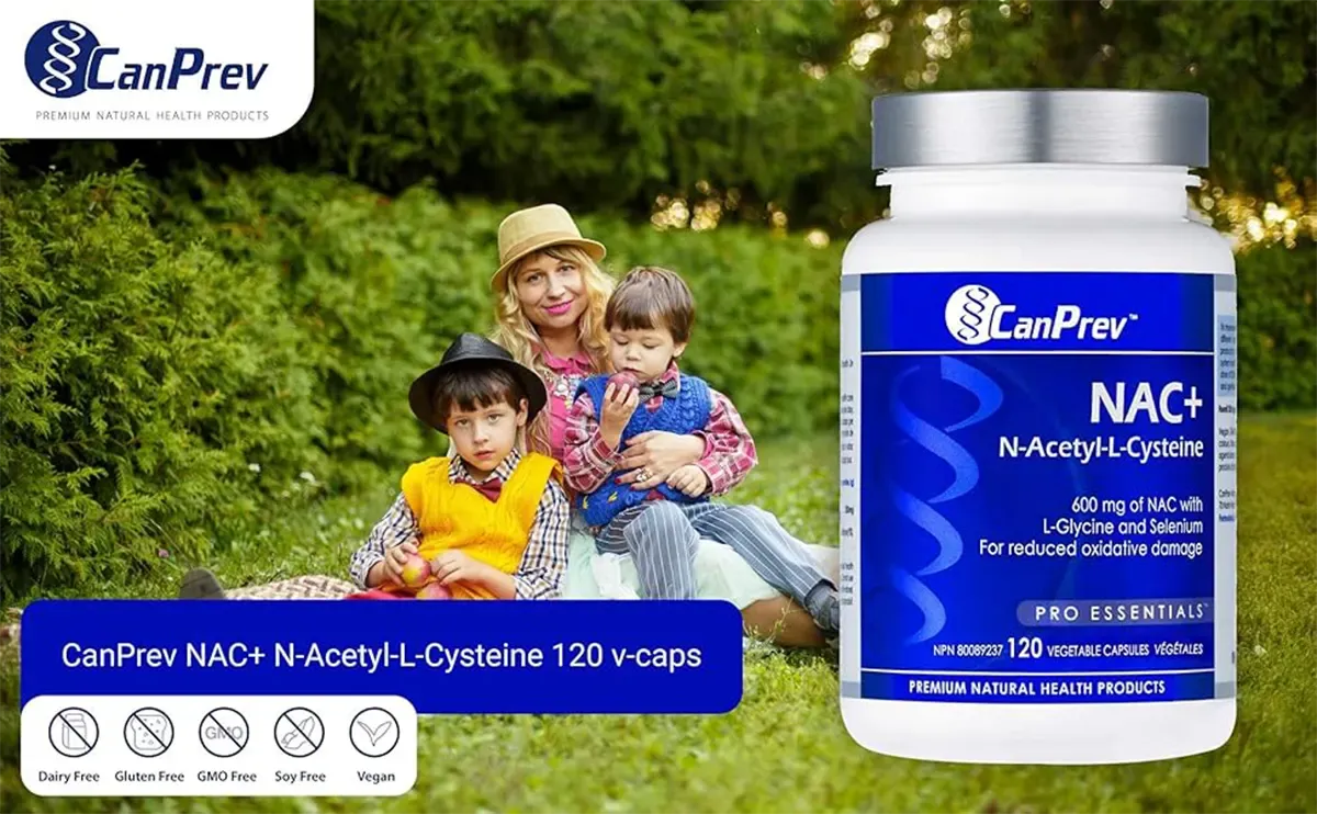 CanPrev NAC N-Acetyl-L-Cysteine 120 Capsules - Supplement facts label details.