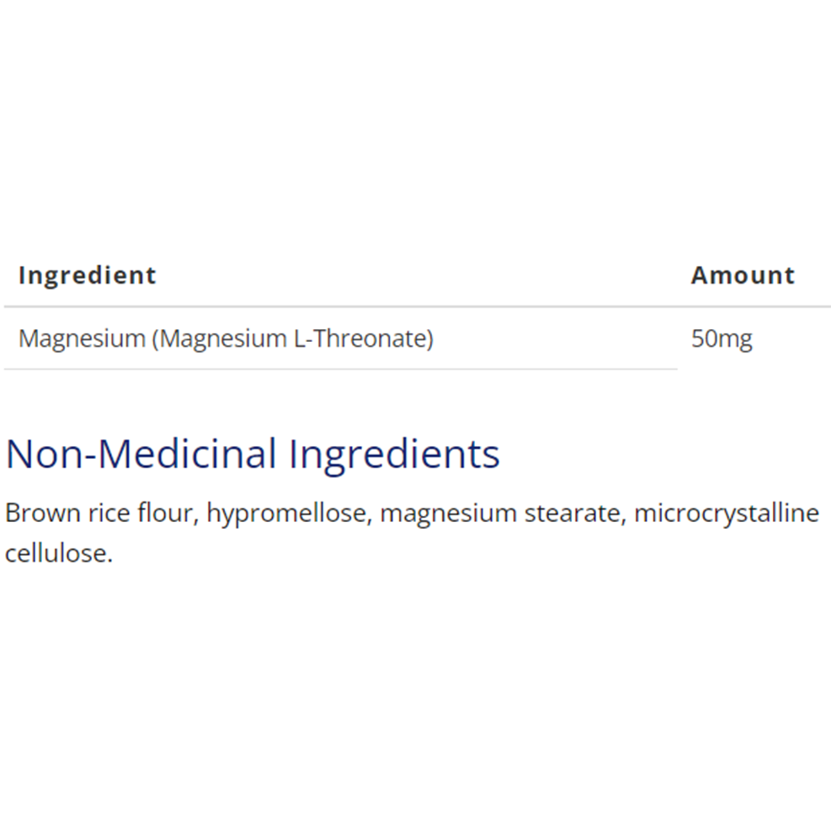 CanPrev Magnesium Threonate 120 Capsules - Supplement Facts label