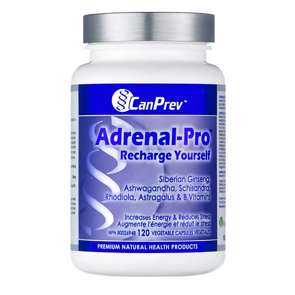CanPrev Adrenal-Pro Recharge Yourself bottle, front label view. 120 vegetable capsules.
