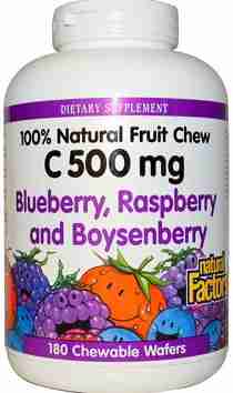 18-Natural-Factors-100-Natural-Fruit-Chew-C-500mg-Blueberry-Raspberry-Boysenberry-90-Chewable-Wafers
