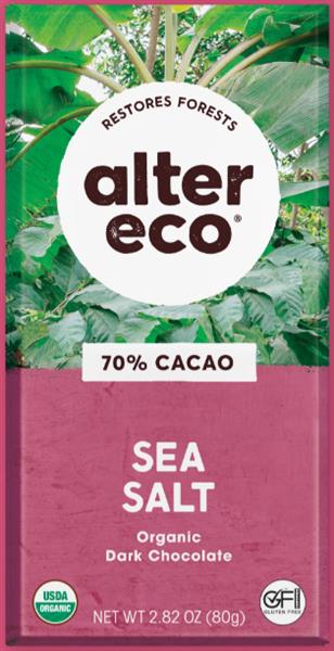 Alter Eco Organic Sea Salt 70% Cacao 80G