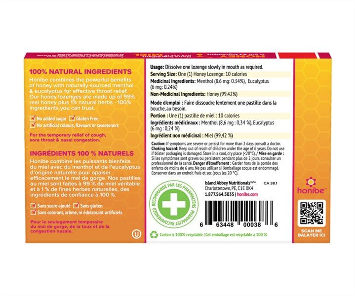 Honibe - Honey Lozenges: Pure Honey, 10 Pack