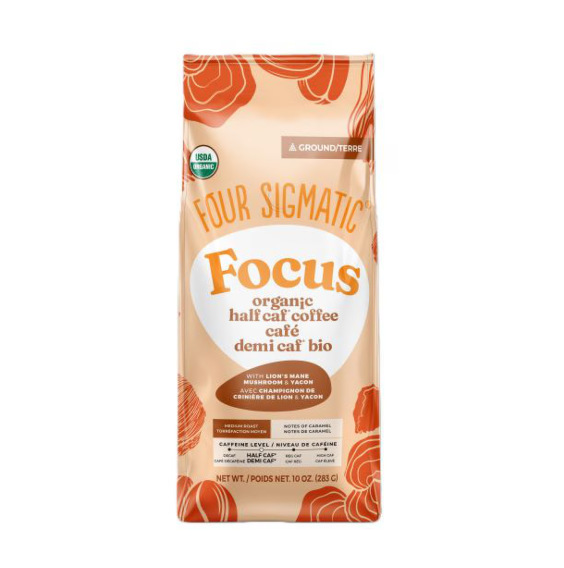 Four Sigmatic Organic Focus Half Caf Ground Coffee With Lions Mane, 283G