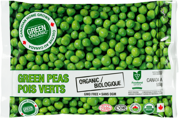 Green Organic Frozen Peas, 500G