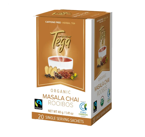 Tega Organic Fairtrade Masala Chai Rooibos Tea, 20Ct