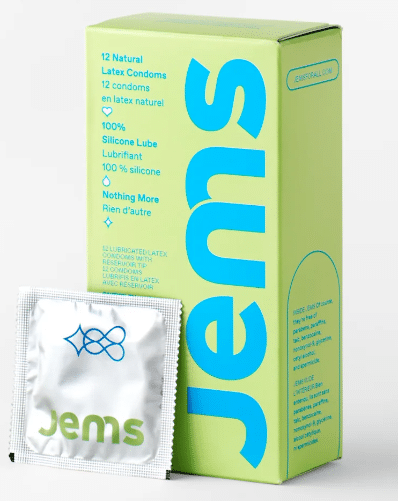Jems For All Natural Latex Condoms, 12Pk