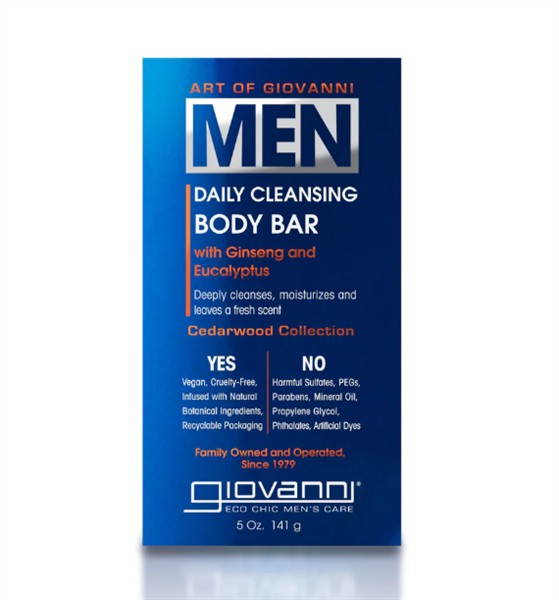 Giovanni Men's Daily Cleansing Body Bar With Ginseng &Eucalyptus, 141G