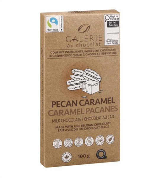 Galerie Fair Trade Milk Chocolate Pecan Caramel Bar, 100G