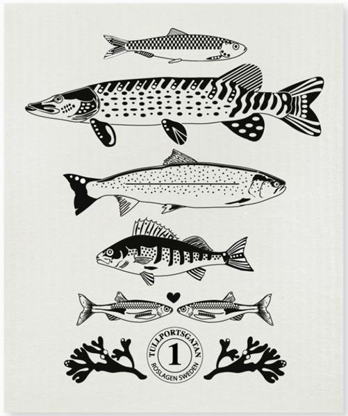 Square Love Swedish Sponge Cloths - Tullportsgatan Fish