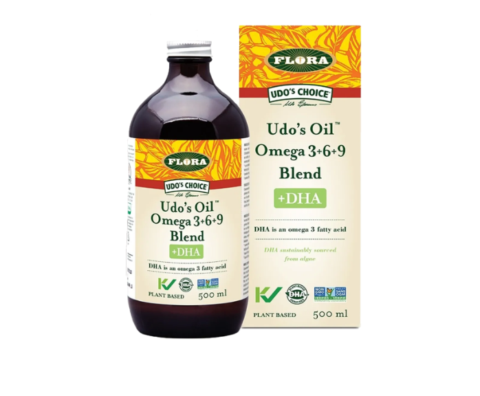 Flora Udo's Oil Omega 3+6+9 +DHA, 500Ml