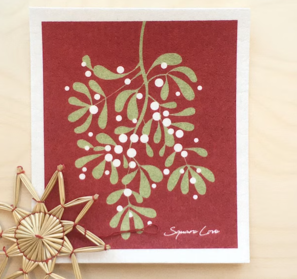 Square Love Swedish Sponge Cloths - Mistletoe