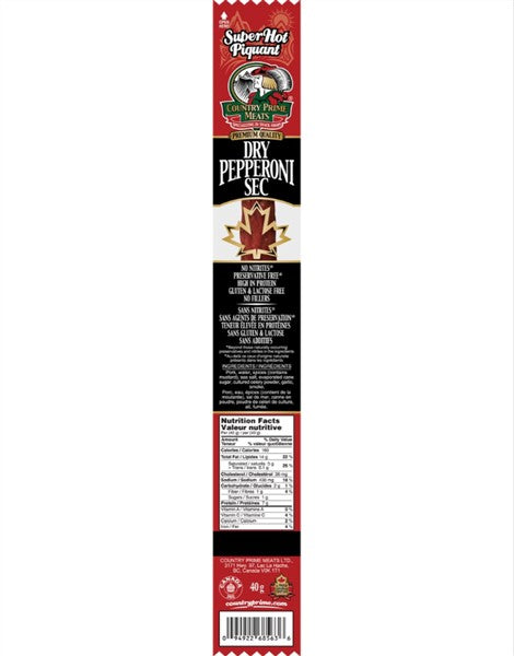 Country Prime Meats Dry Pepperoni Stick - Super Hot, 40G