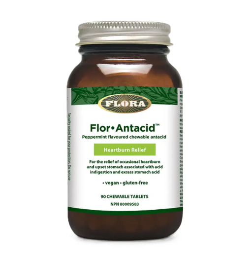 Flora Flor Antacid Peppermint Flavoured Chewable Tablets, 90Ct