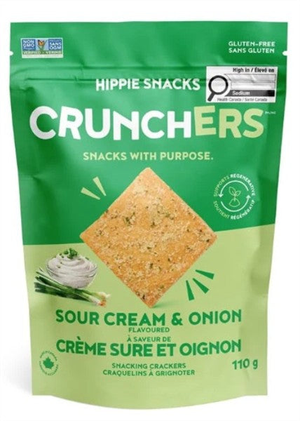 Hippie Snacks Crunchers - Sour Cream & Onion, 110G