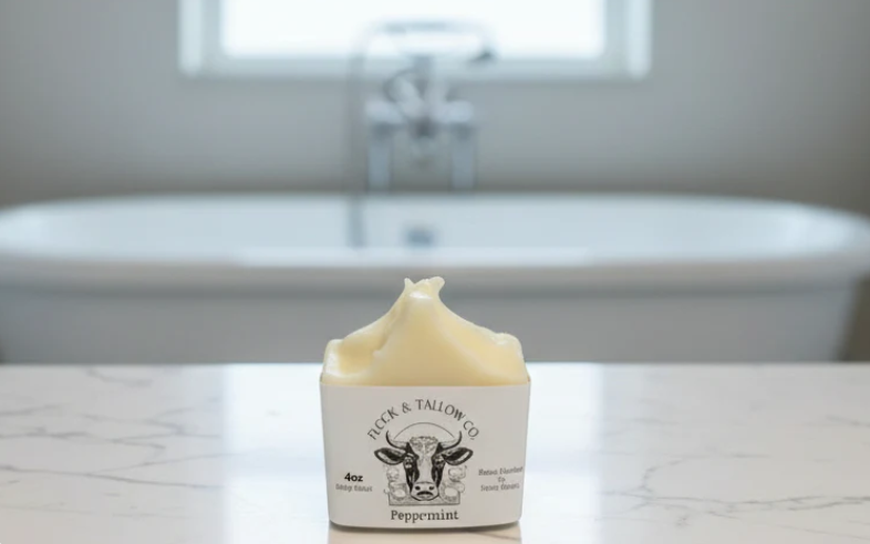 Flock & Tallow Co. Tallow Soap Block - Peppermint, 4Oz