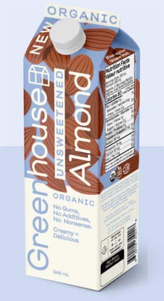 Greenhouse Organic Unsweetened Almond Milk, 946Ml