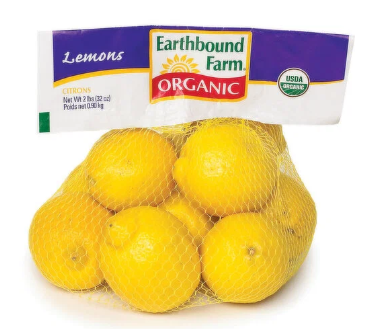 Certified Organic Bagged Lemons, 2Lbs