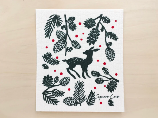 Square Love Swedish Sponge Cloths - Fawn