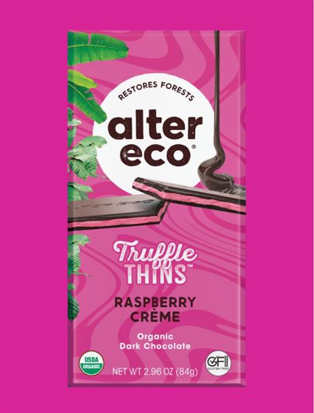 Alter Eco Truffle Thins Bar - 60% Cocoa Raspberry Creme, 84G