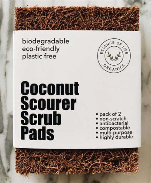 Essance Of Life 100% Plant Based Coconut Scourer Scrub Pads, 2Pk