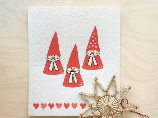 Sqaure Love Swedish Sponge Cloths - Gnomes