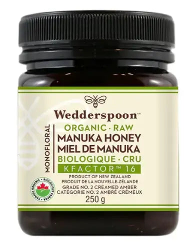 Wedderspoon Organic Monofloral Manuka Honey Kfactor 16, 250G