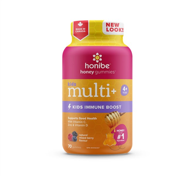 Honibe - Lil' Bee Multi: Kid's Immune Boost; Mixed Berry Flavour, 70 Gummies