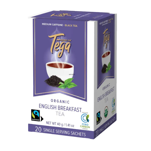 Tega Organic Fairtrade English Breakfast Tea, 20Ct