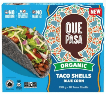 Que Pasa Organic Blue Corn Taco Shells, 10 Pkg