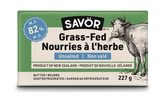 Savor Grass-Fed New Zealand Butter - Unsalted, 227G