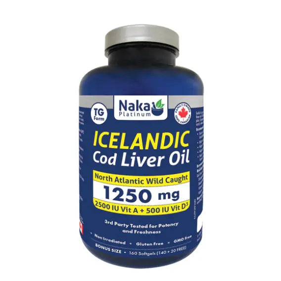 Naka Platinum Icelandic Cod Liver Oil 1250Mg, 160Softgels