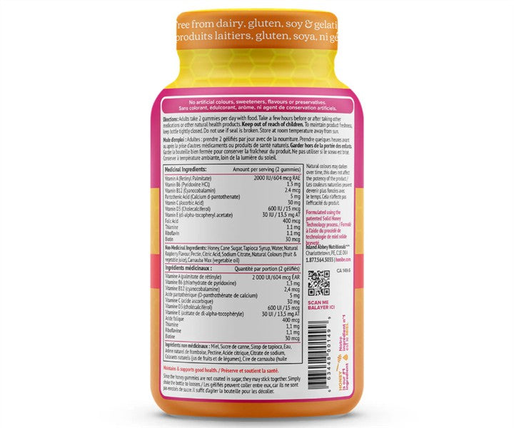 Honibe, Multi: Complete Adult Multivitamin; Raspberry Flavour, 70 Gummies