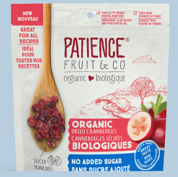 Patience Fruit & Co - Organic Dried Cranberries No Sugar Added, 142G