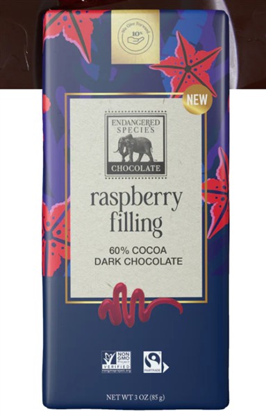 Endangered Species - 60% Dark Chocolate With Raspberry Filling, 85G