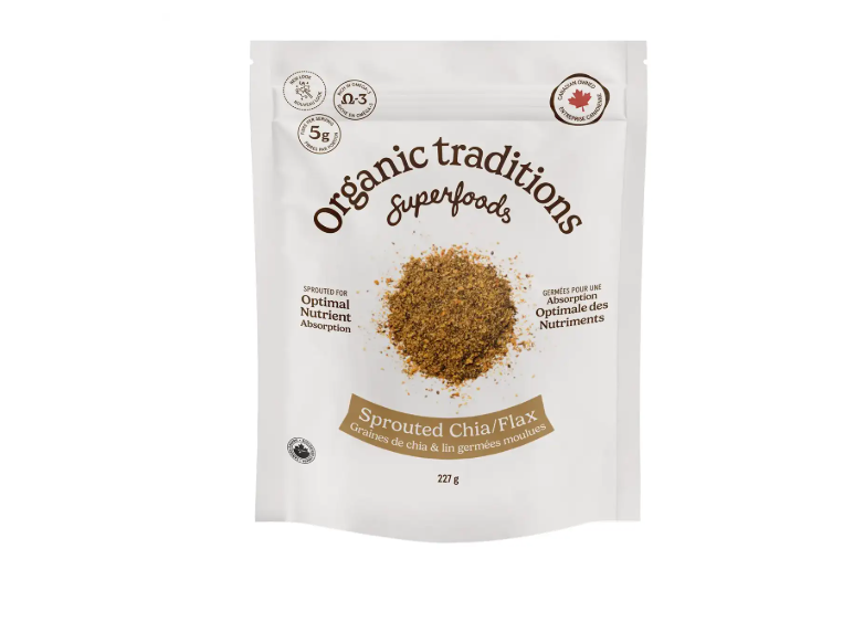 Organic Traditions Sprouted Chia & Flax Seed Powder, 227G