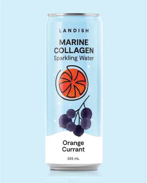 Landish Marine Collagen Sparkling Water - Orange Currant, 355Ml