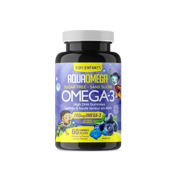 Aquaomega High DHA Kids Gummies Blueberry, 60Ct