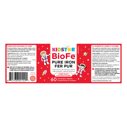 Kidstar Biofe Pure Iron Sweet Blast 60 Chewable