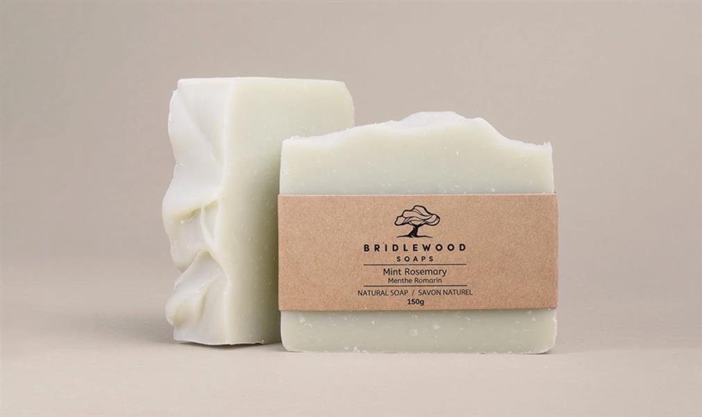 Bridlewood Soaps - Mint & Rosemary Bar Soap, 150G