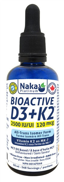 Naka Bioactive D3(2500IU) + K2(120Mcg) Unflavoured, 50Ml
