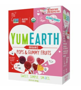 Yum Earth - Organic Valentine Pops & Gummy Fruit Hearts, 30Pk